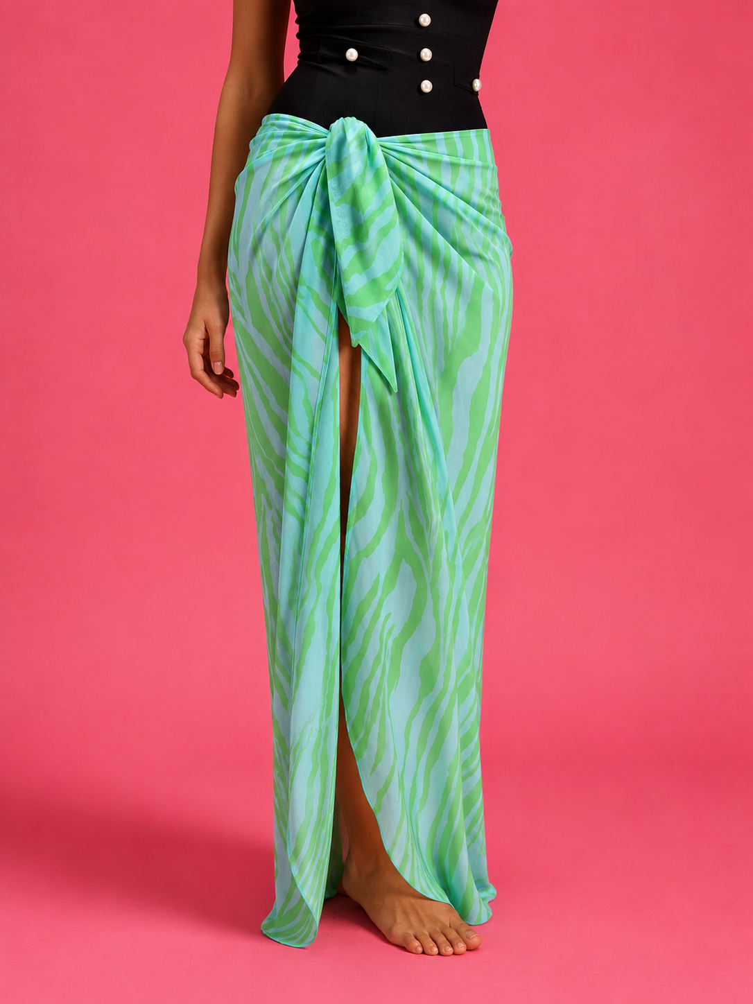 Green zebra sarong & scarf / long