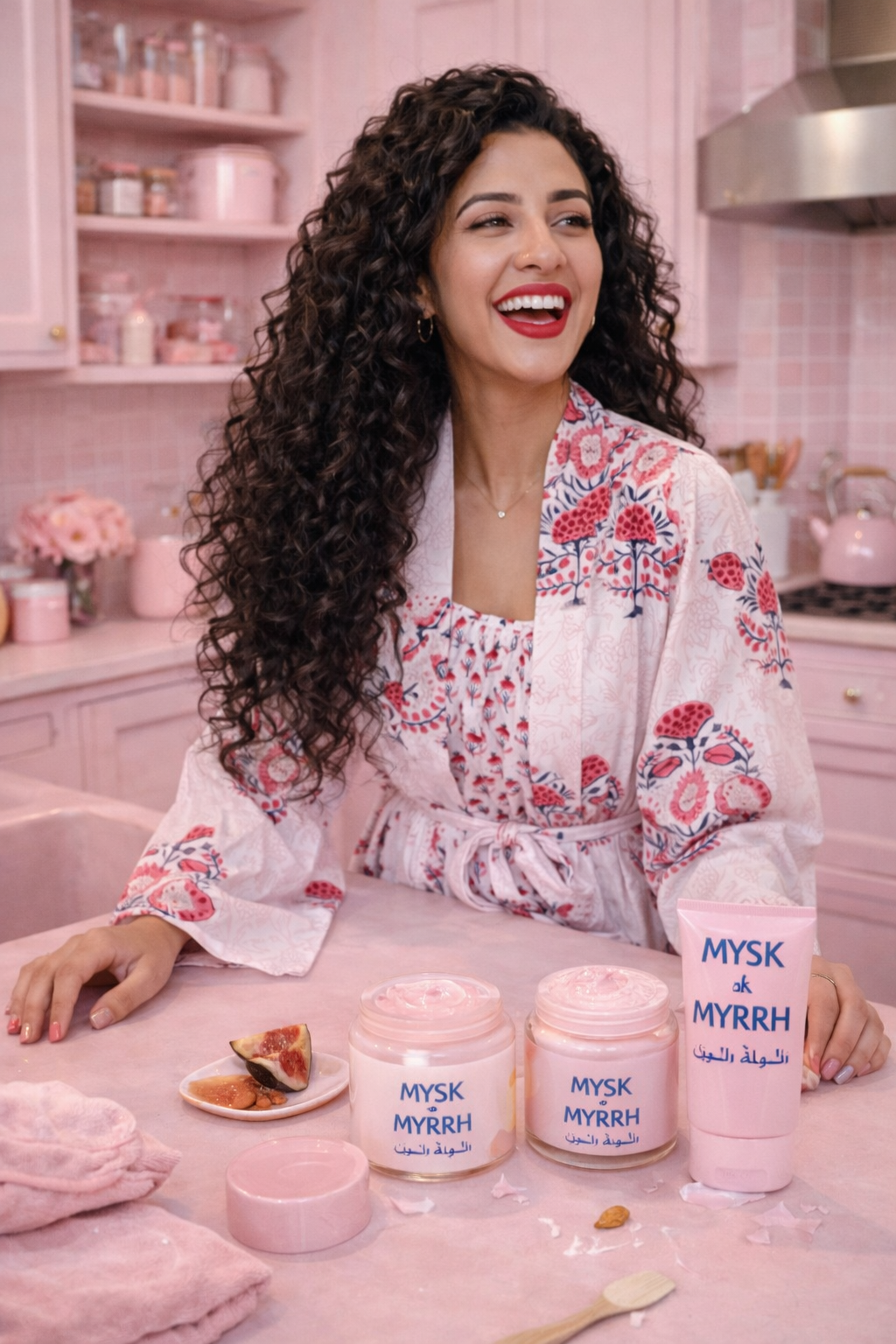 Robe Red Blue Flowers Small