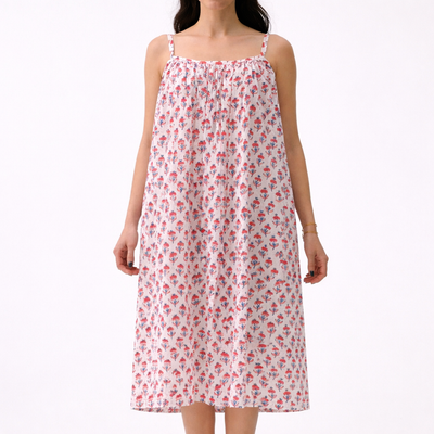 Robe Red Blue Flowers Big