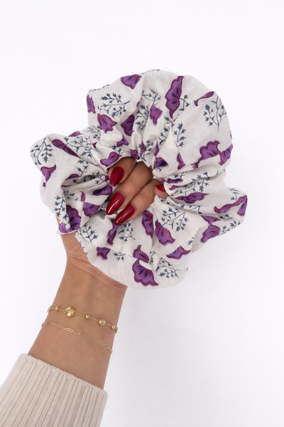 Scrunchie - Purple leaves