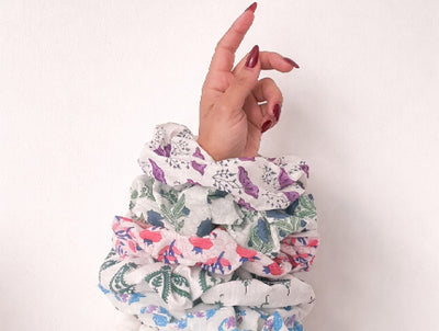 Scrunchie - Purple leaves