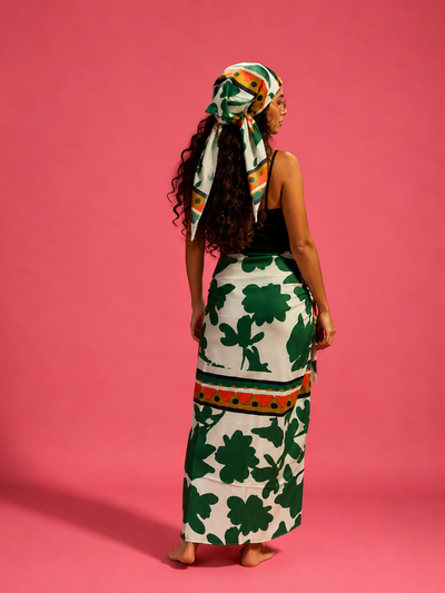 Green Floral sarong & scarf / long