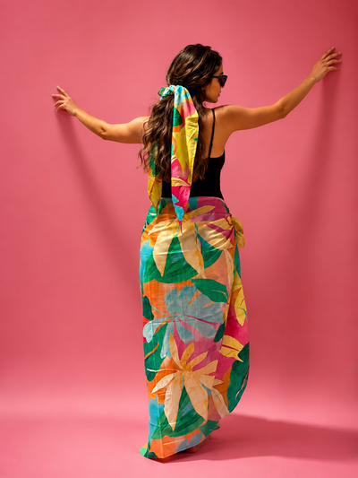 Floral sarong & scarf / long
