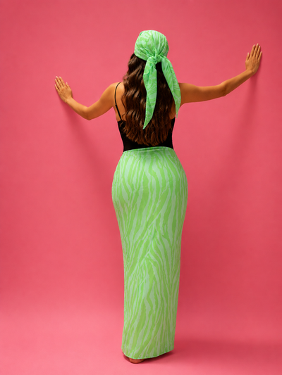 Green zebra sarong & scarf / long